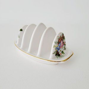 Vintage Wade Toast Rack, Christmas Holiday Bell, Pinecone & Holly, Gold Trim